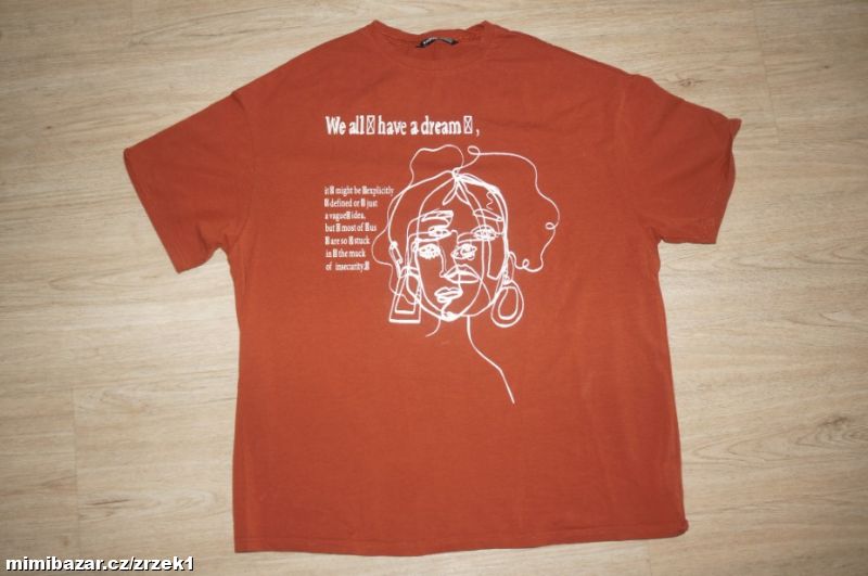 Oversize tričko cihlové vel.S sedne i XL