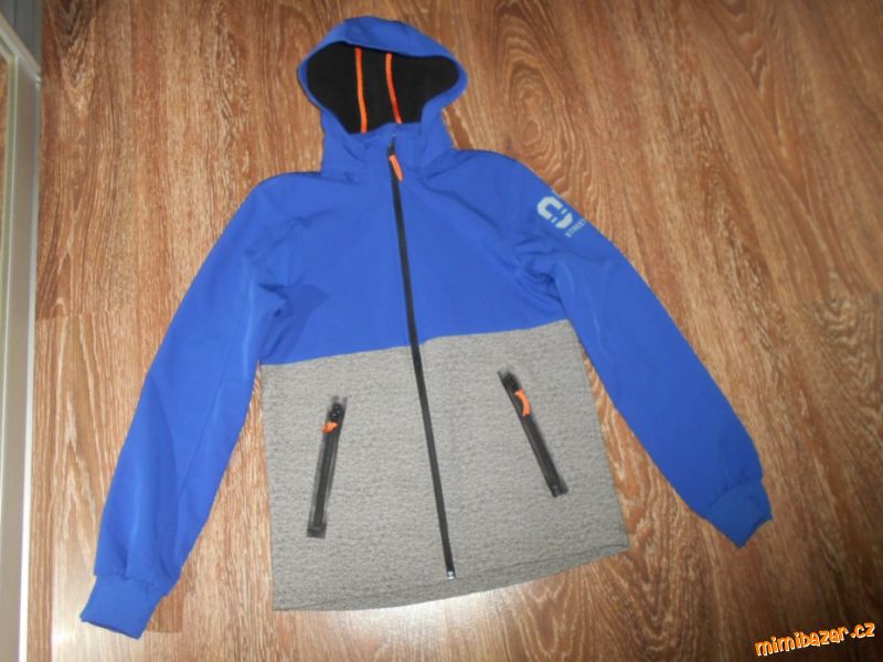 modro-šedá kvalitní softshellová jarní bunda H&M 1
