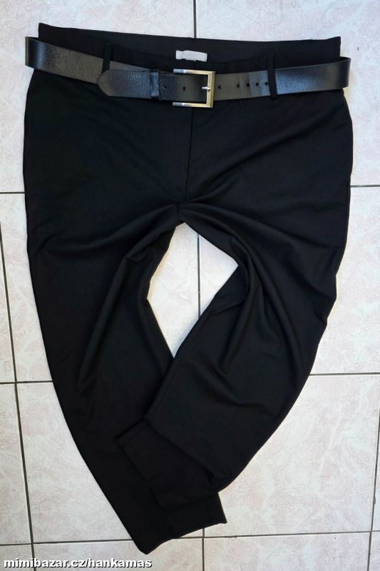 Pružné černé 7/8 kalhoty H&M-46-48(48)