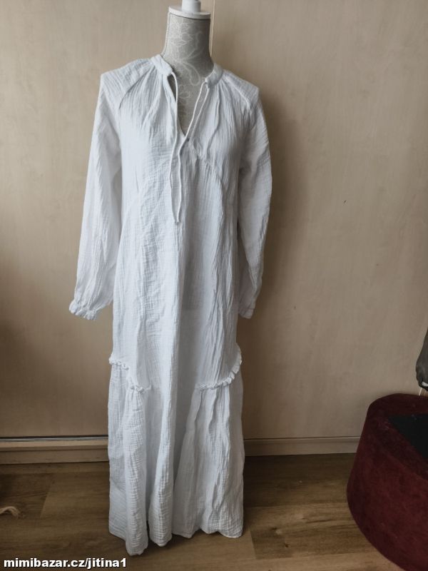 Krásně mušelinove šaty h&m bílé vel S