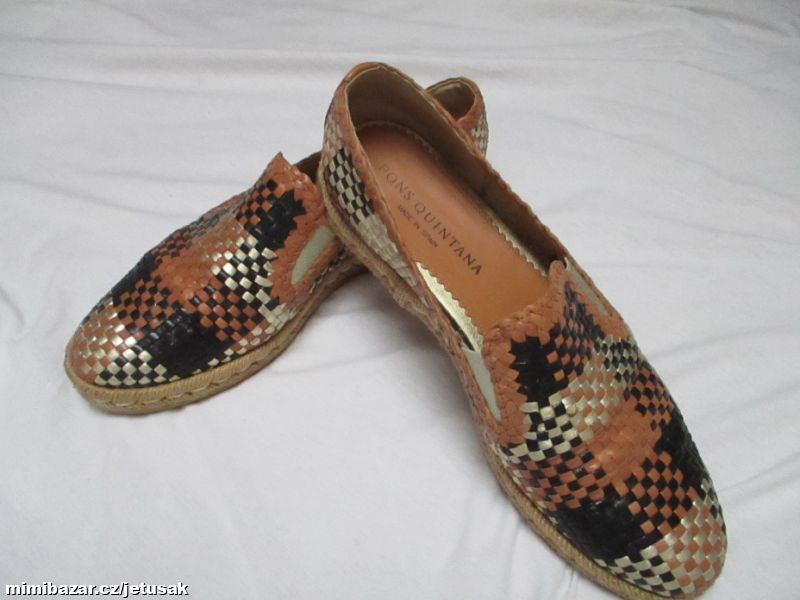 Dámské kožené ručně šité espadrilky vel 40