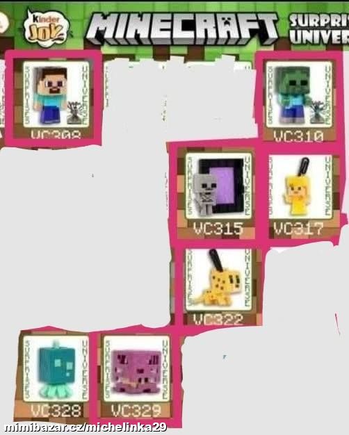 Figurky Kinder Joy edice Minecraft