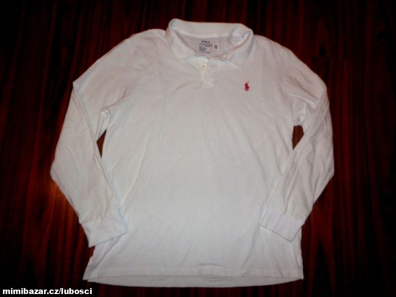 Bílé vroubkované tričko polo Ralph Lauren