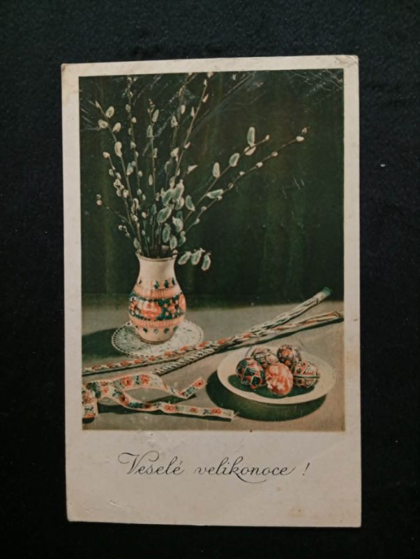 Veselé Velikonoce, starý, retro pohled, MF