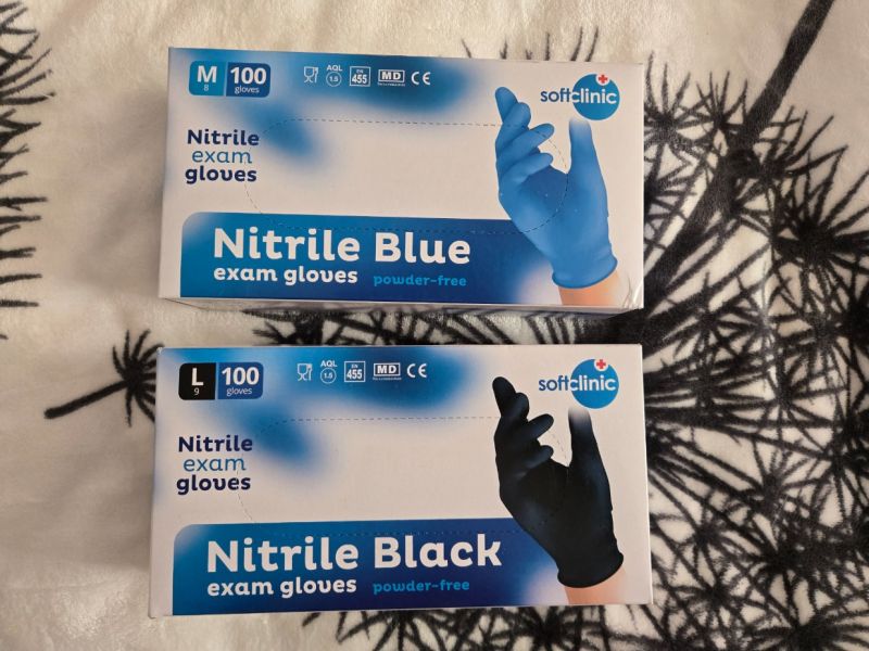 Prodám nové rukavice Nitrile blue a black v.M/L