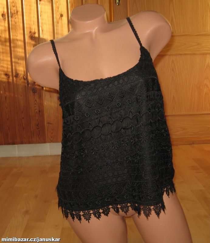 Dámský černý krajkový top / tílko H&M