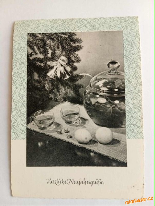 Retro pohlednice, Vánoce, zvonky, VF