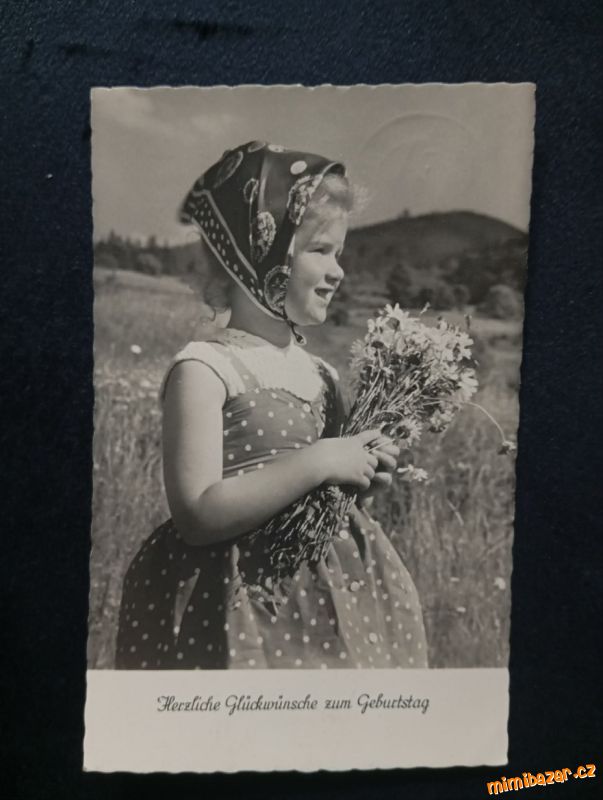 Retro pohlednice, dívenka, MF