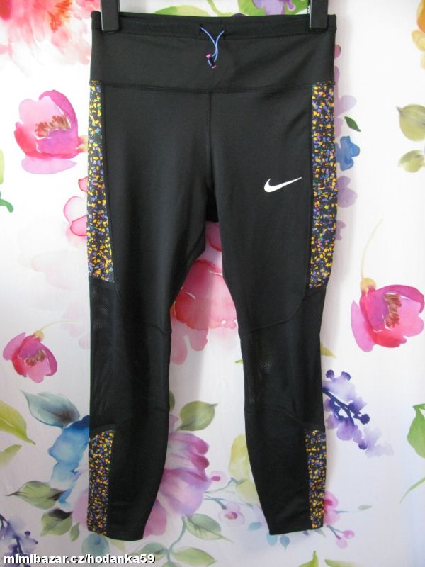 Dámské černé legíny s barevnými vsadkami NIKE