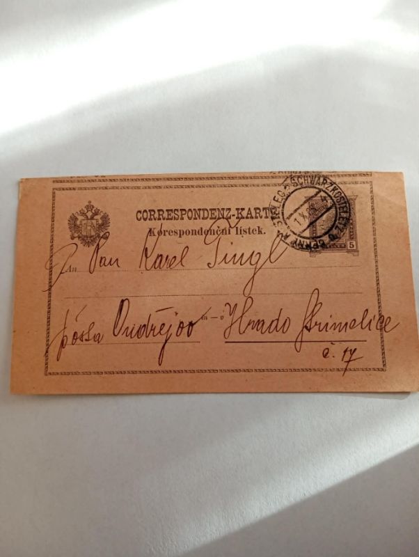 Starý korespondenční lístek 1908