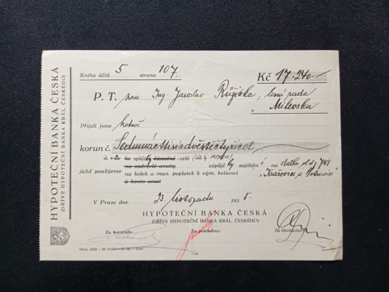 Starý dokllad banka 1935