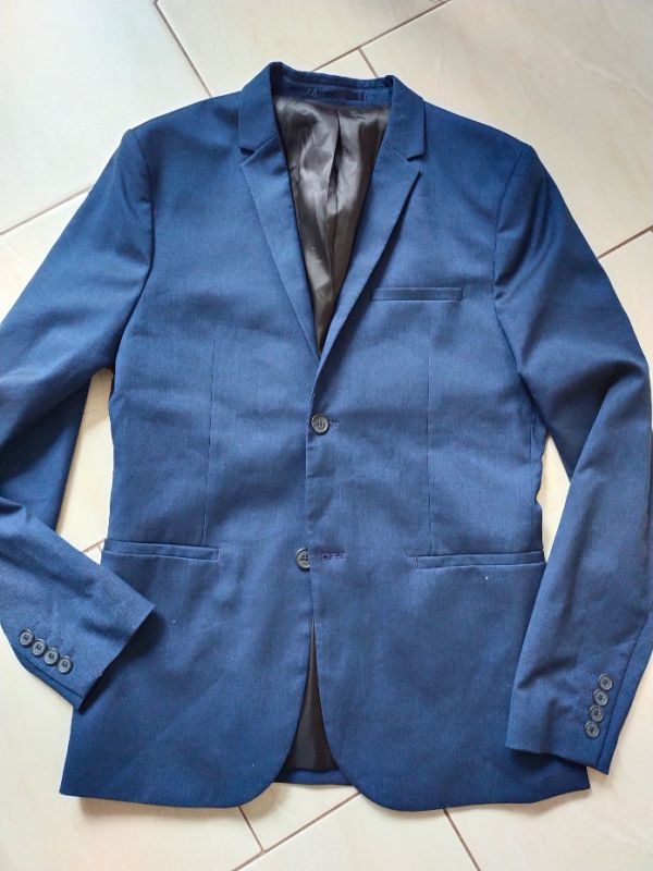 Společenské modré sako H&M vel. 48 (S/M/170/176)