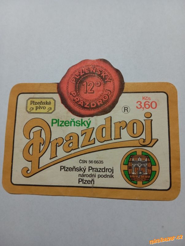 Retro pivní etiketa Plzeňský Prazdroj