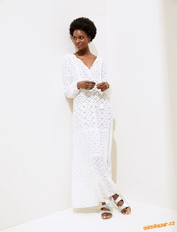 Madeirové maxi letní šaty Marks & Spencer (42/44)