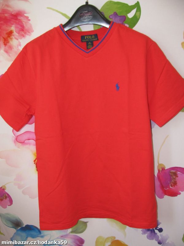 Dětské bavlněné červené tričko Ralph Lauren