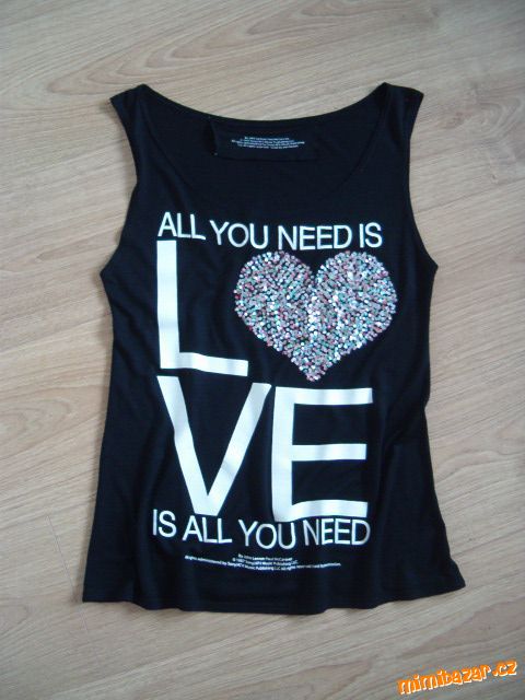 Černé tílko The Beatles All You need is LOVE vel M