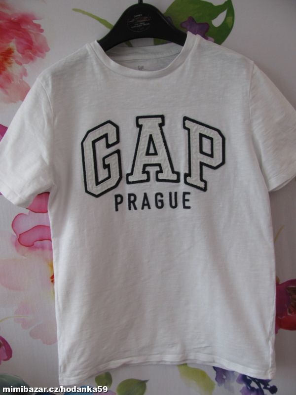 Dětské bílé bavlněné tričko GAP/vel.146-152