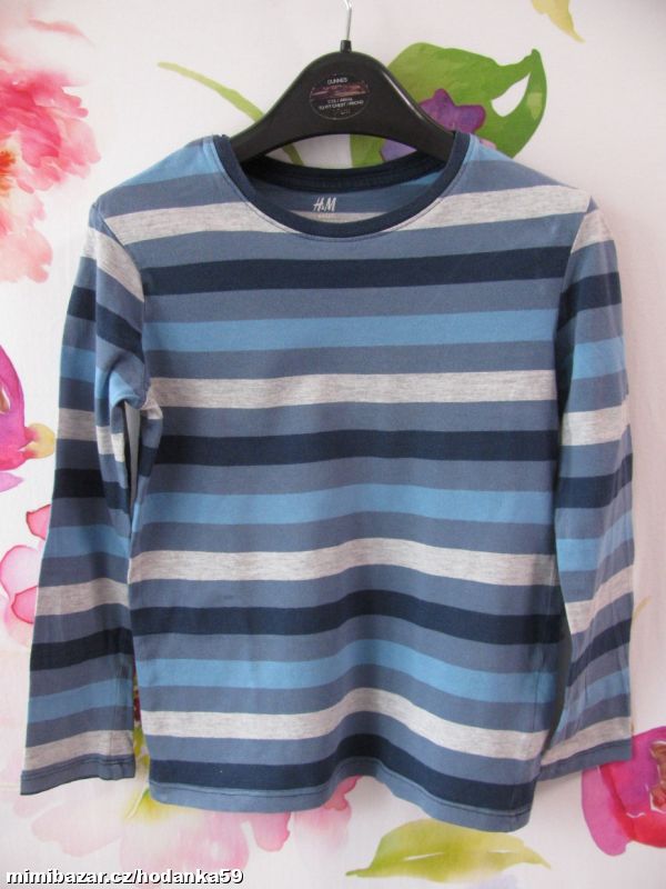 Chlapecké bavlněné tričko s pruhy H&M-v.122/128