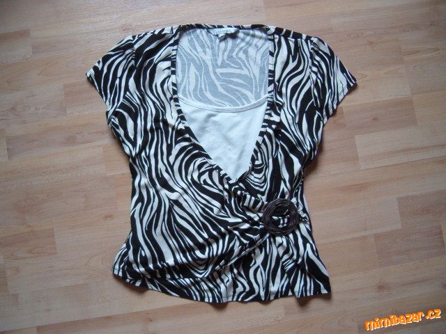 Béžová-hnědá tygrovaná halenka top tričko v. L-XL