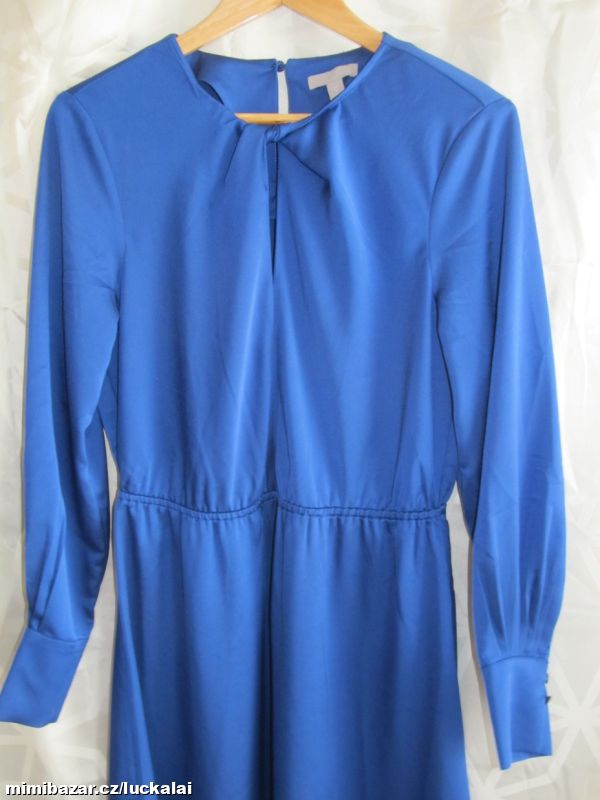 Tmavě modré saténové midi šaty H&M