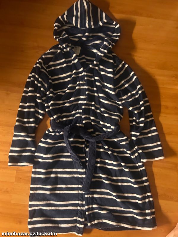 Modro - bílý chlupatkový župan H&M
