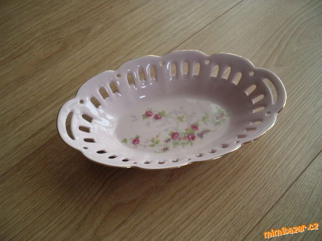 Růžový porcelán - prolamovaná miska Pirken-Hammer