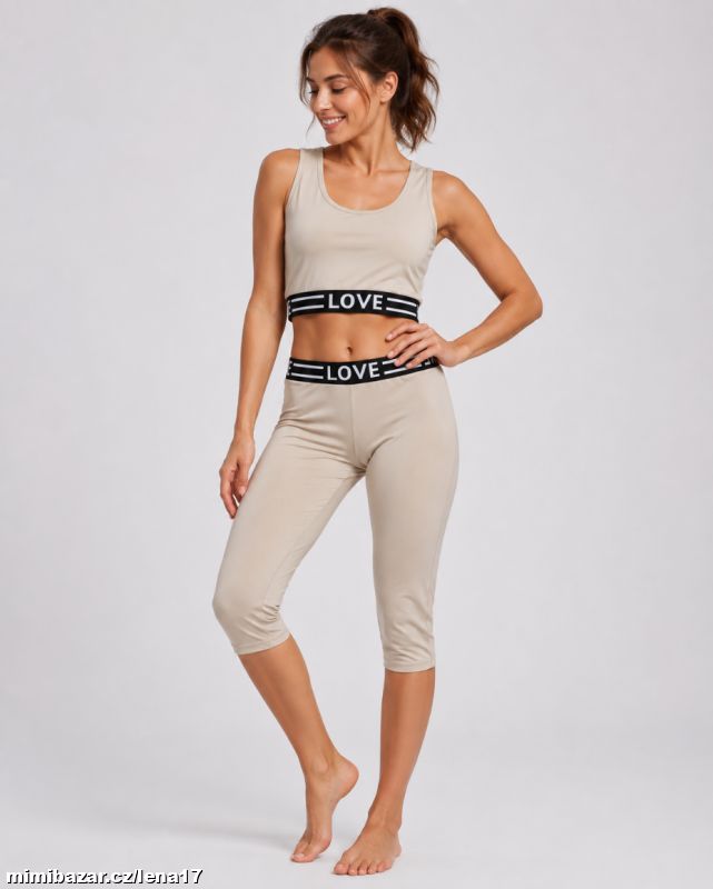 Dámská souprava – crop top + 3/4 legíny-40/42