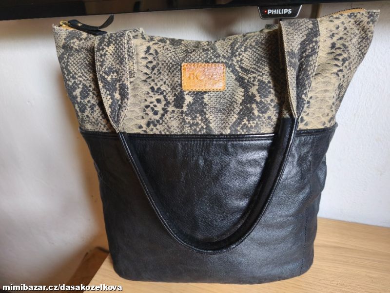Velká kabelka NOVA - kůže a textil - super stav