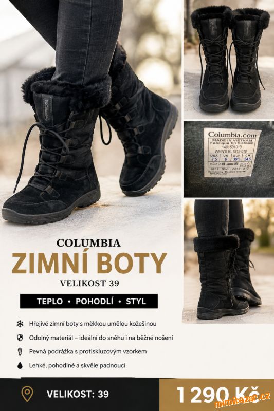 COLUMBIA zimní boty vel. 39 – teplé, lehké a poh