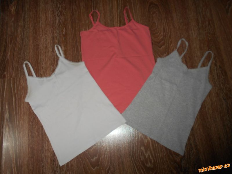 3x sv. šedé, pomerančové a bílé tílko nátělník H&M