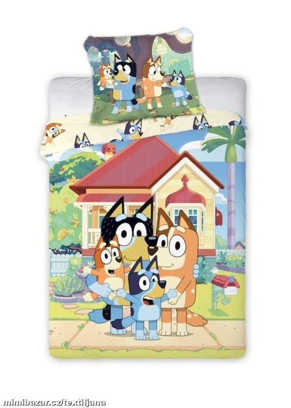 Ložní bavlněné povlečení - Bluey domeček