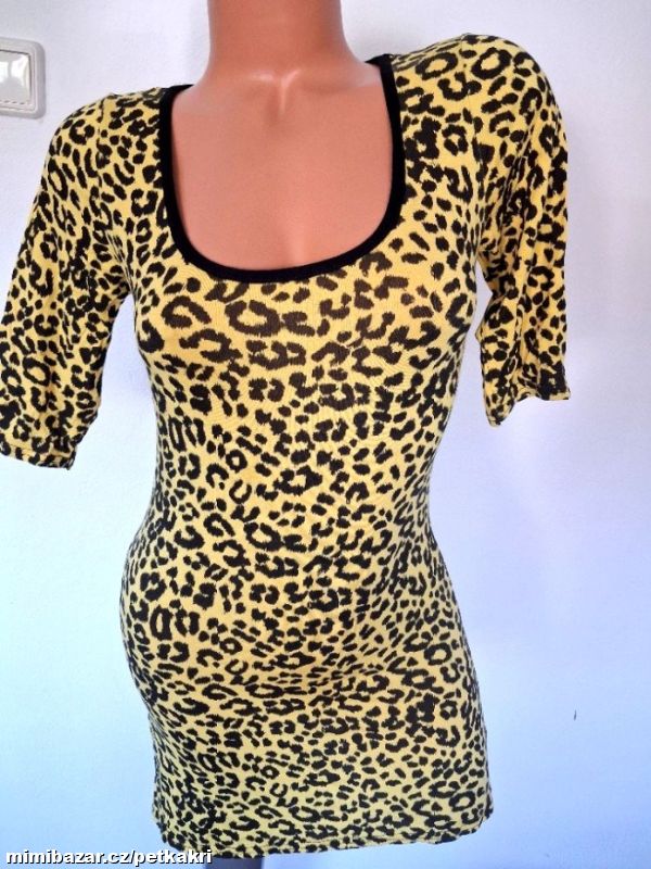 leopardí minišaty s krajkou vel. M/L