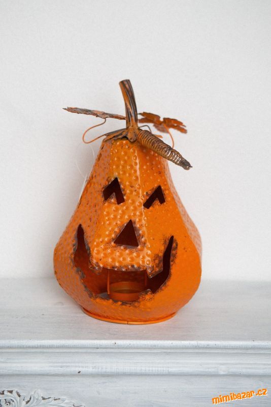 Kovová dýně 30 cm oranžová