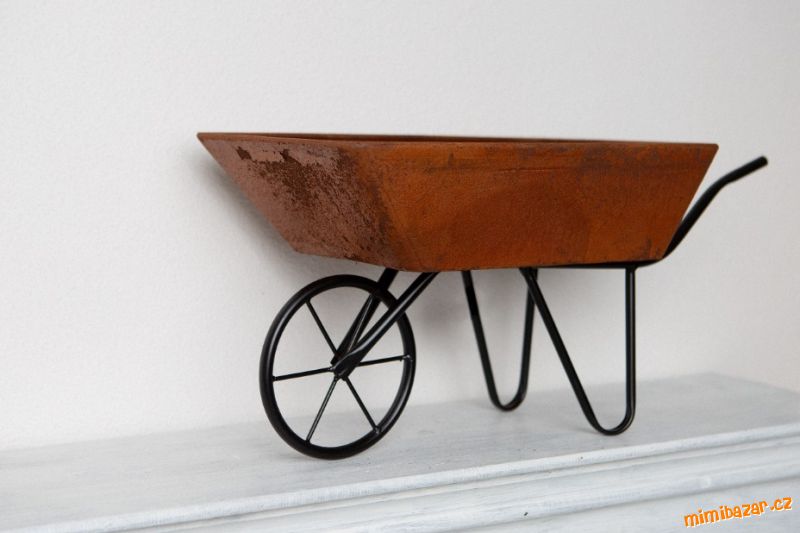 Kovové rezavé kolečko 36x18 cm