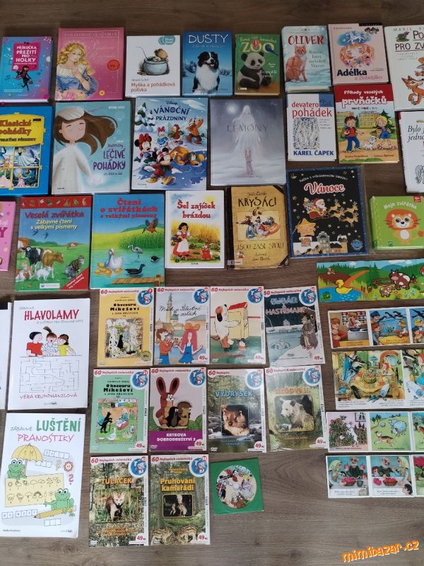 Dětské knihy, leporela, DVD pohádky