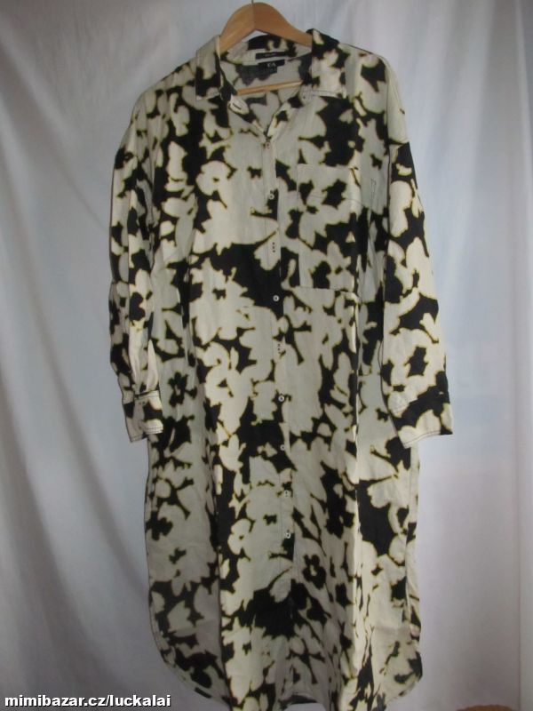 Propínací vzorované oversize midi šaty 100%len
