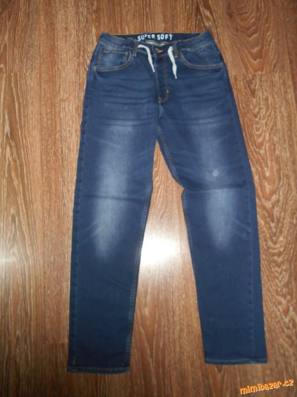 modré chlapecké elastické rifle džíny H&M 170