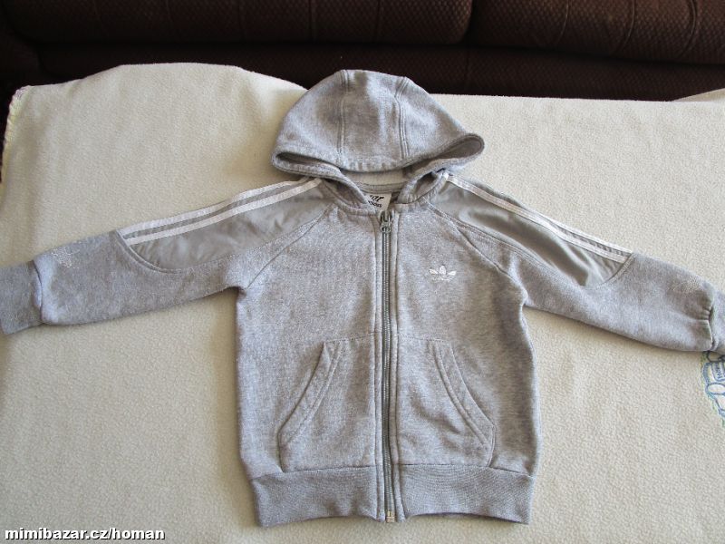 Pěkná bavl. mikina s kapucí, vel. 92, zn. Adidas