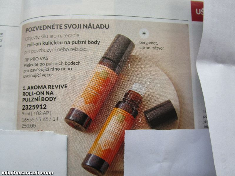Aroma roll-on na pulzní body pro povzbuzení