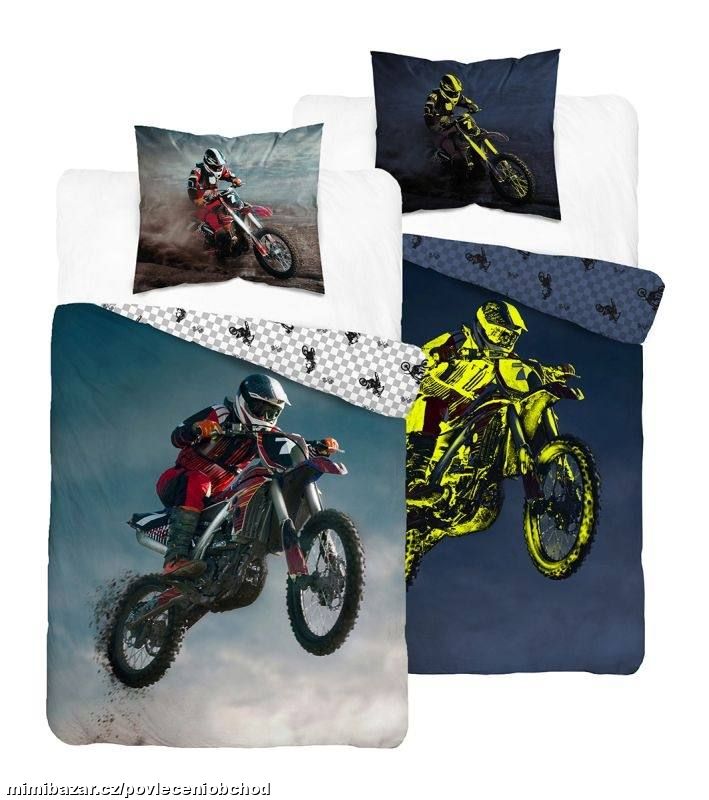 Bavlněné povlečení Motokros skok svítící