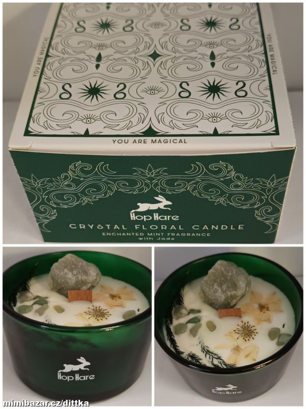 Magická Květinová Svíčka s Krystaly - Kouzelník