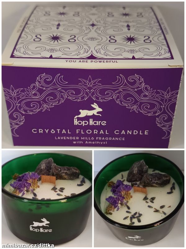 Magická Květinová Svíčka s Krystaly - Měsíc