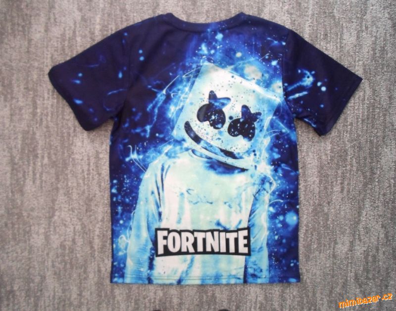 Modré tričko triko krátký rukáv Fortnite