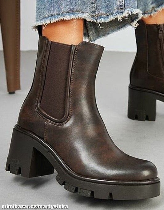 Dámské nízké kozačky / chelsea boots černé/hnědé