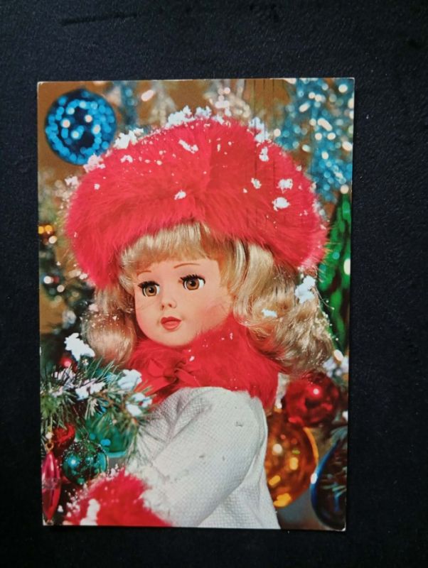 Retro pohlednice panenky. Vánoce, VF, ČSSR