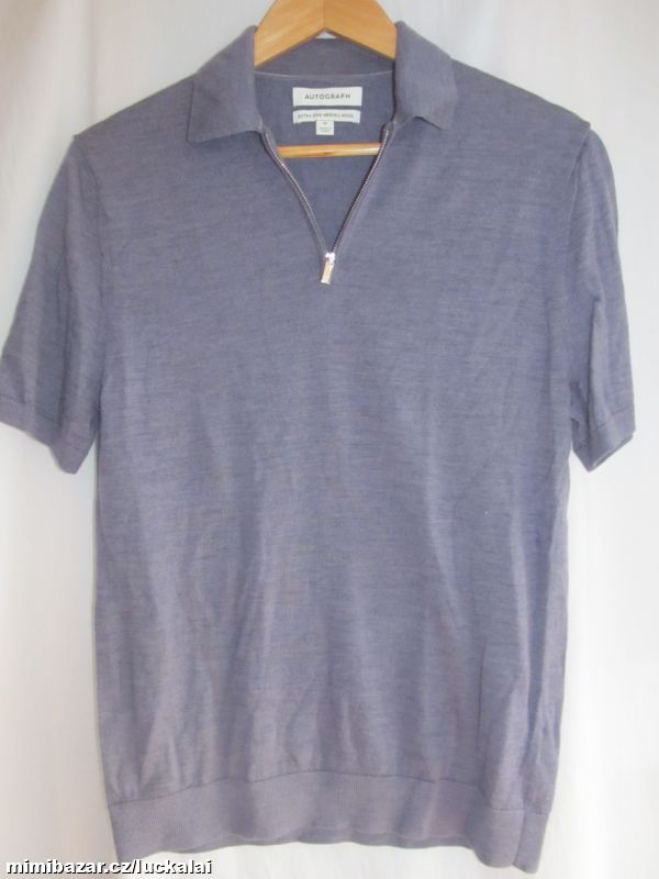 Fialové přízové polo tričko 100%merino vlna